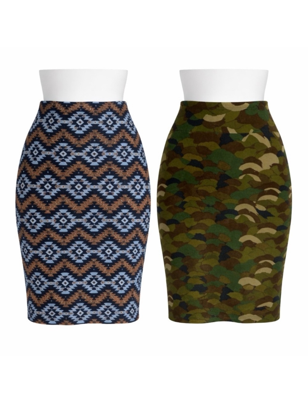 Size XL LuLaRoe Women’s Cassie Pencil Skirt Lot of 2 Camo Geo
